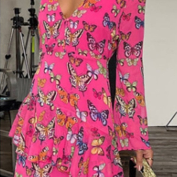 Never Fully Dressed Vibrant Pink Butterfly Dress - Picture 1 of 4
